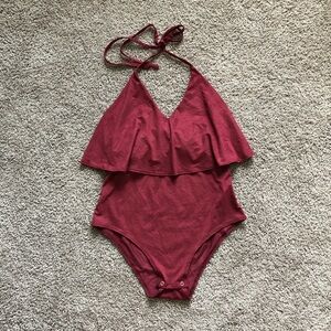 Dainty Hooligan Suede Burgundy Bodysuit Size M